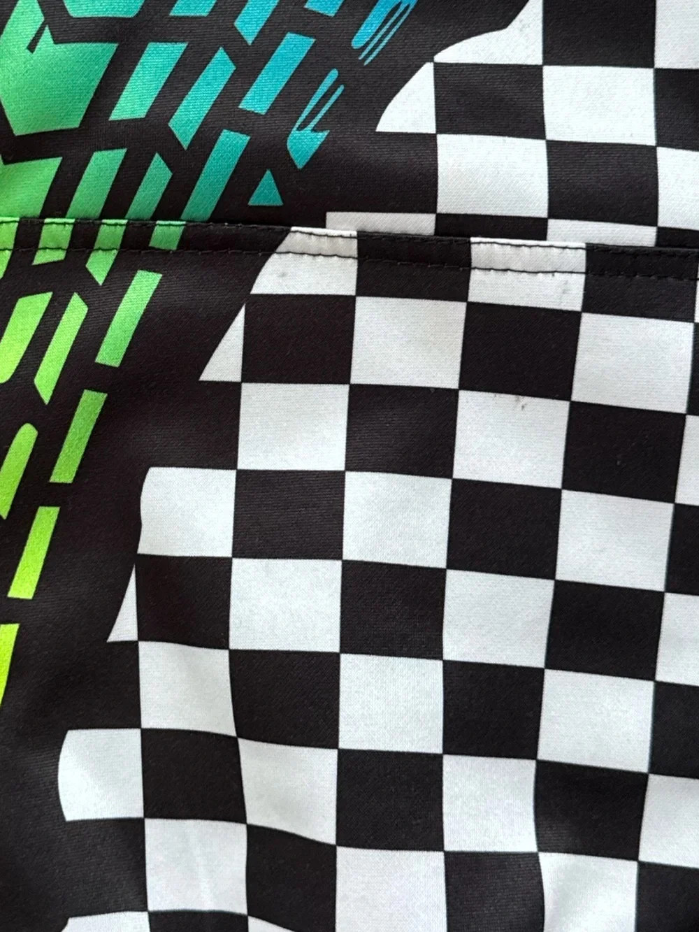 Checkerboard Hooded Sweatshirt with Neon Script CMIT Bike Catch Me in Traffic